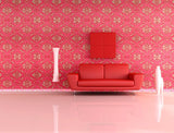 Eurotex Self Adhesive Wallpaper Damask Design Red Golden, Peel and Stick -45 x 300cm, (18in x118in) Eurotex