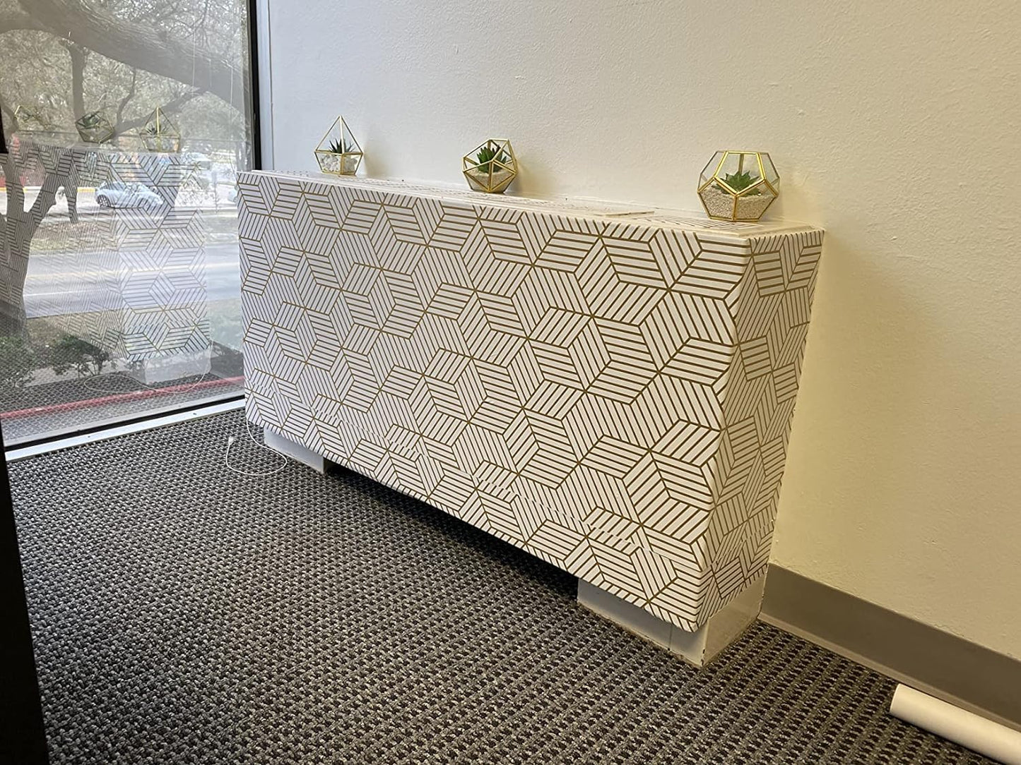 Eurotex Gold and White Geometric Wallpaper for Walls (45x300cm)(Length 3-Meter) Sticker Wallpaper Peel and Stick Hexagon Removable Self Adhesive Waterproof Wallpaper Eurotex