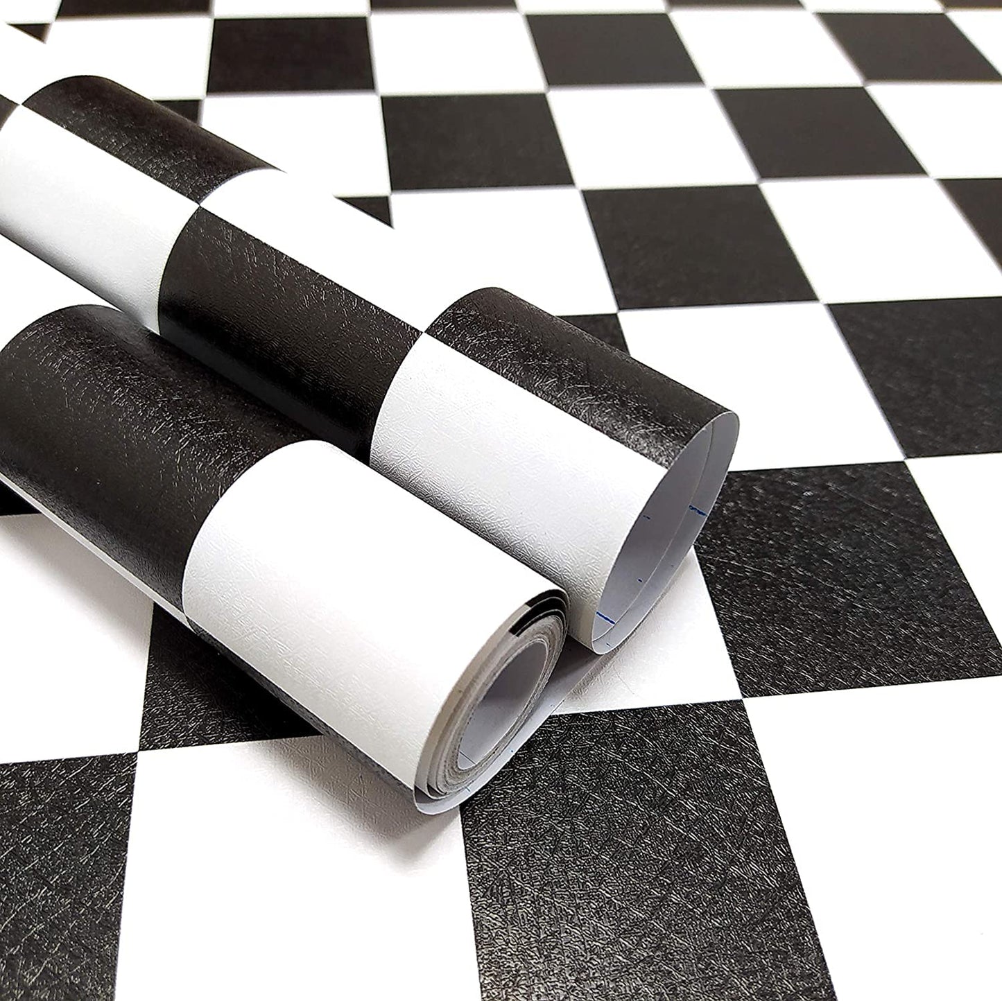 Eurotex Self Adhesive Wallpaper Waterproof Vinyl Stickers PVC Wall Papers 45cm x 300cm (Black & White Check) Eurotex