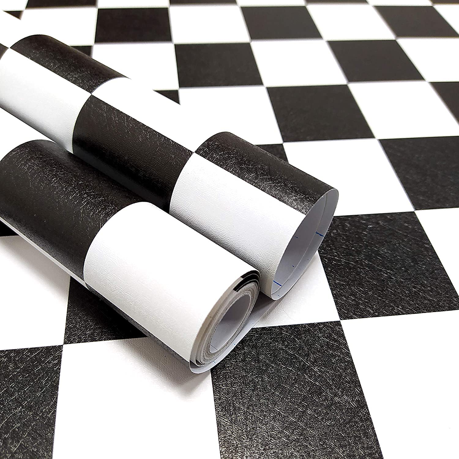 Eurotex Self Adhesive Wallpaper Waterproof Vinyl Stickers PVC Wall Papers 45cm x 300cm (Black & White Check) Eurotex