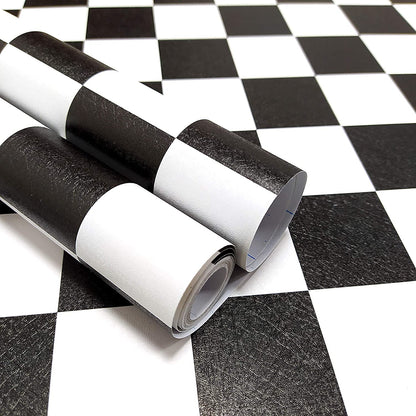 Eurotex Self Adhesive Wallpaper Waterproof Vinyl Stickers PVC Wall Papers 45cm x 300cm (Black & White Check) Eurotex
