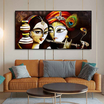 Eurotex Radha Krishna With Flute, Canvas Printed, Krishna And Radha Painting Eurotex