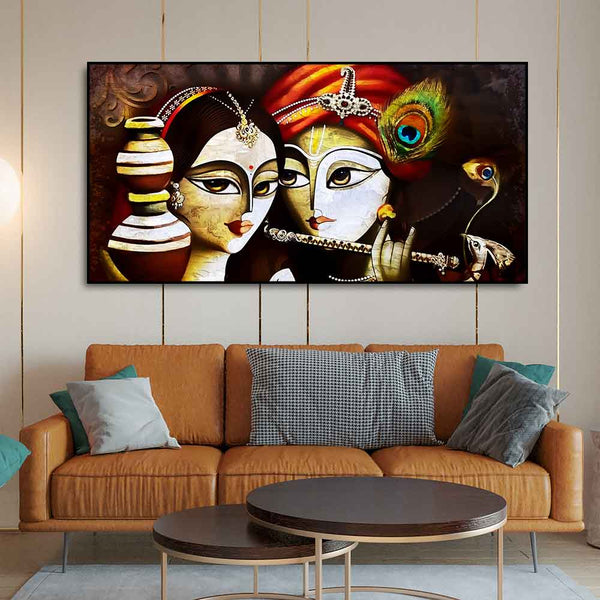 Eurotex Radha Krishna With Flute, Canvas Printed, Krishna And Radha Painting
