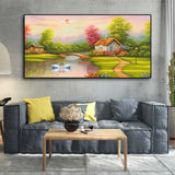 A Beautiful Scenery of Old Houses Canvas Wall Painting | Framed Canvas Wall Art for Home Decoration