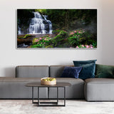 A Beautiful Waterfall in Forest Premium Canvas Wall Painting | Framed Canvas Wall Art for Home Decoration