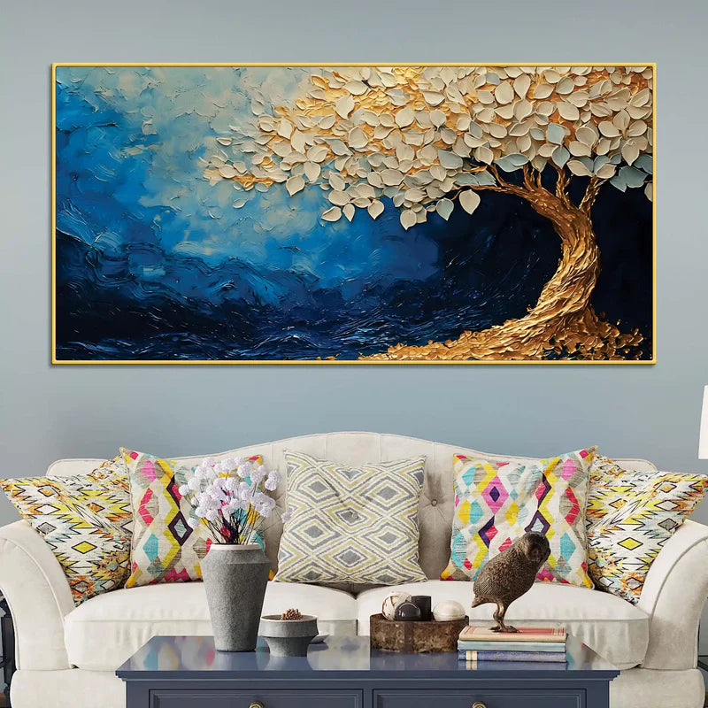 Abstract Nature Tree Canvas Wall Art Painting for Interior Décor | Framed Canvas Wall Art for Home Decoration