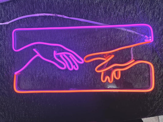 Neon Sign Board for Bedroom, Living Room, Gaming Room Decor, Gift for Birthday and Anniversary (Creation of Adam)