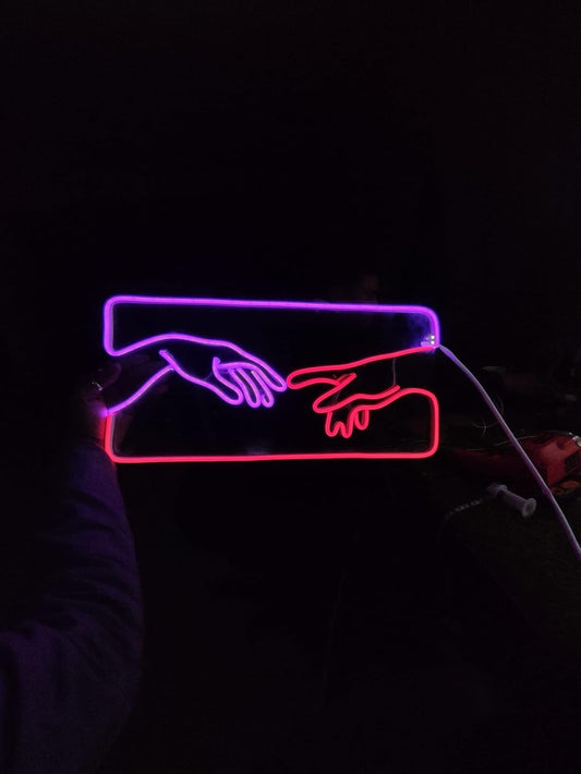 Neon Sign Board for Bedroom, Living Room, Gaming Room Decor, Gift for Birthday and Anniversary (Creation of Adam)