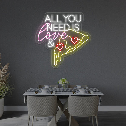Pizza And Love Custom LED Cafe Signs | Professional Coffee Shop Neon Signage (30Inch x 24Inch)