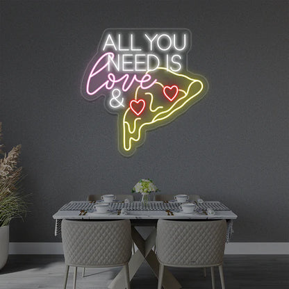 Pizza And Love Custom LED Cafe Signs | Professional Coffee Shop Neon Signage (30Inch x 24Inch)