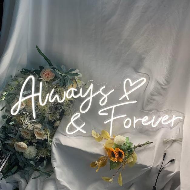 Eurotex Always & Forever Neon Sign for Wedding, Sangeet & Reception (Warm White)