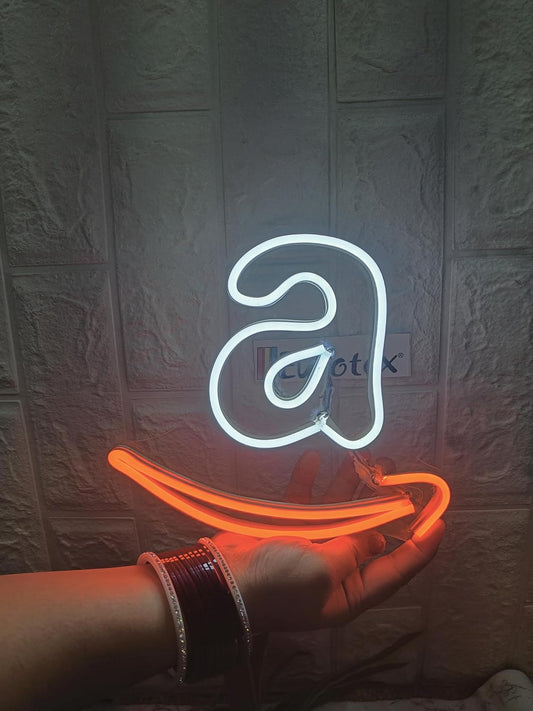 Neon Sign Board for Bedroom, Living Room, Gaming Room Decor, Gift for Birthday and Anniversary (Amazon Logo)