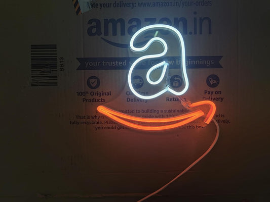 Neon Sign Board for Bedroom, Living Room, Gaming Room Decor, Gift for Birthday and Anniversary (Amazon Logo)