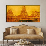 Ancient Brihadeeswara Temple of Tamilnadu Canvas Wall Painting | Framed Canvas Wall Art for Home Decoration