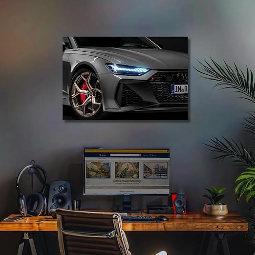 Fabsouk Neon Supercar Poster for Bedroom, Living Room, Gift Wall Decor (Audi RS6)