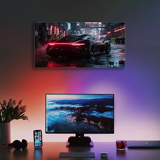 fabsouk Neon Supercar Poster for Bedroom, Living Room, Gift Wall Decor (BATMOBILE)