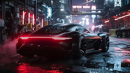 fabsouk Neon Supercar Poster for Bedroom, Living Room, Gift Wall Decor (BATMOBILE)