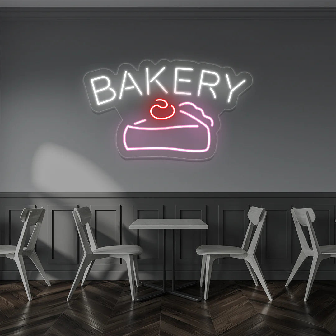 Bakery Cake Vintage Cafe Neon Lights | Retro Coffee & Diner Signage (24Inch x 15Inch)