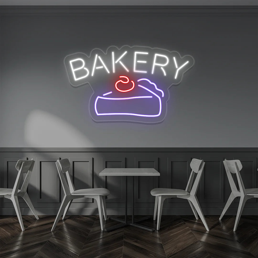 Bakery Cake Vintage Cafe Neon Lights | Retro Coffee & Diner Signage (24Inch x 15Inch)