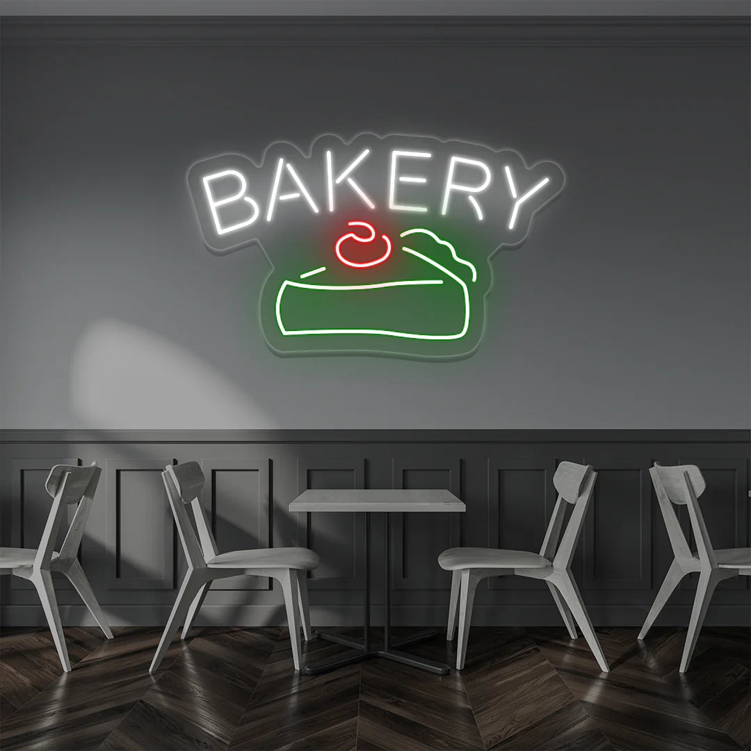 Bakery Cake Vintage Cafe Neon Lights | Retro Coffee & Diner Signage (24Inch x 15Inch)