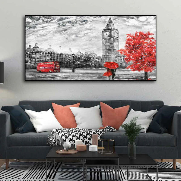 City View of London Canvas Wall Painting | Framed Canvas Wall Art for Home Decoration