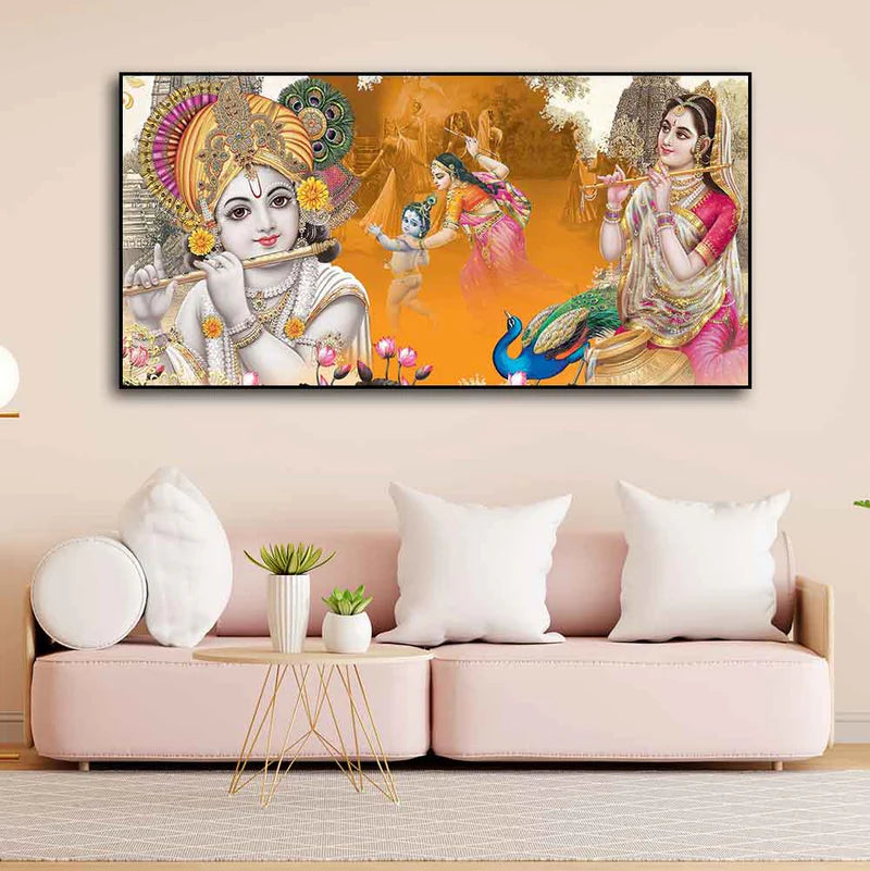 Beautiful Radha Krishna Canvas Big Wall Painting Wall Art | Framed Can ...