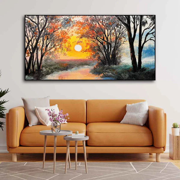 Sunset Scenery Premium Wall Painting | Framed Canvas Wall Art for Home Decoration