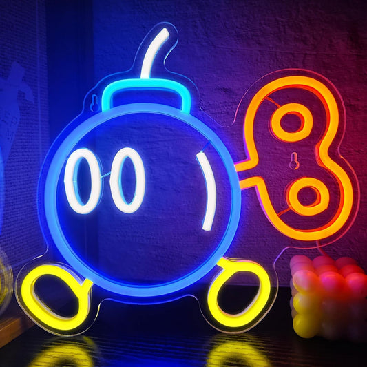 Neon Sign Board for Bedroom, Living Room, Gaming Room Decor, Gift for Birthday and Anniversary (Bomb)