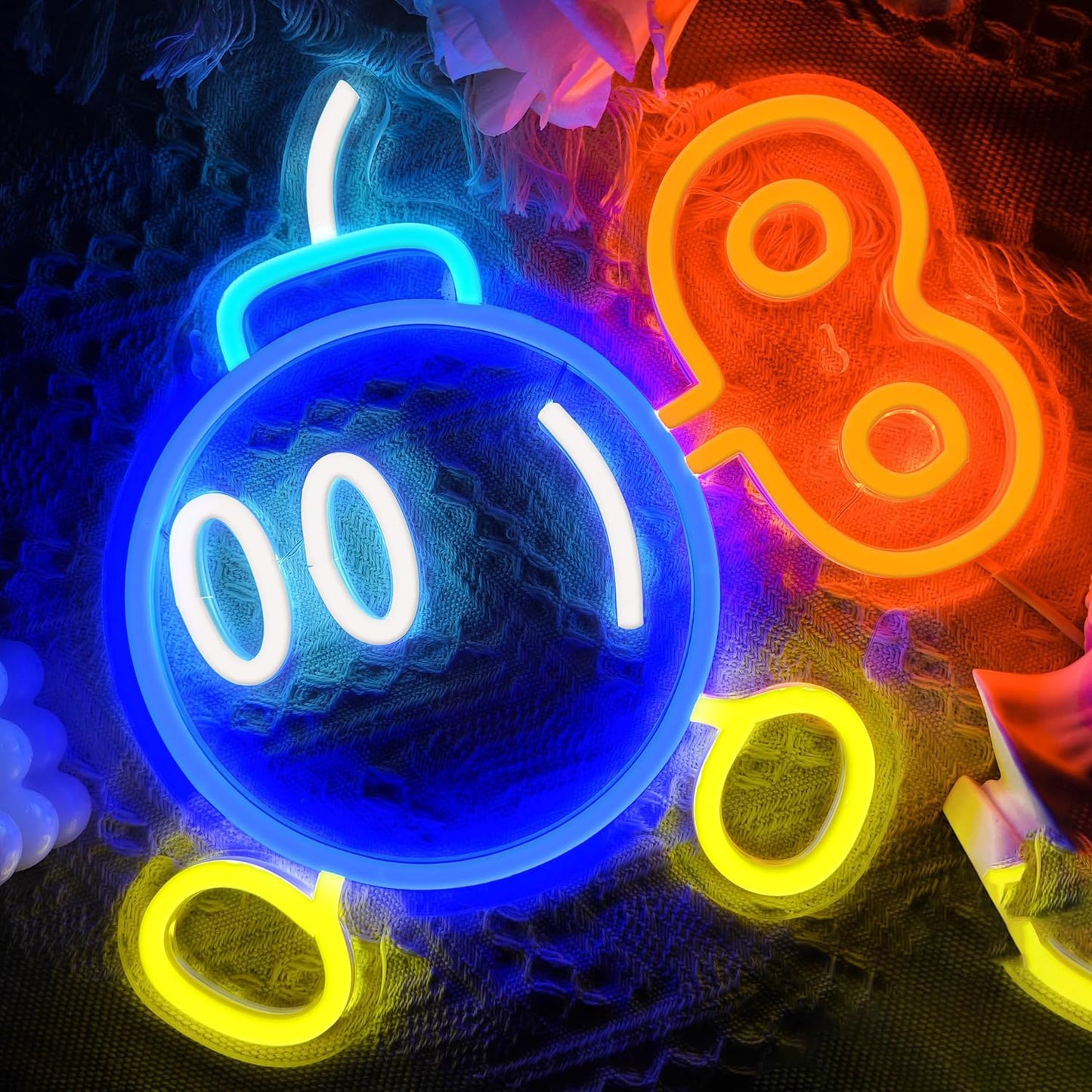 Neon Sign Board for Bedroom, Living Room, Gaming Room Decor, Gift for Birthday and Anniversary (Bomb)