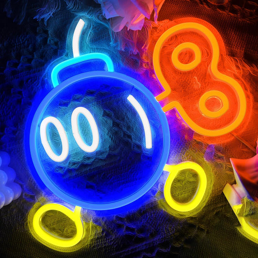 Neon Sign Board for Bedroom, Living Room, Gaming Room Decor, Gift for Birthday and Anniversary (Bomb)