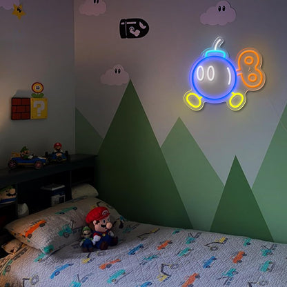 Neon Sign Board for Bedroom, Living Room, Gaming Room Decor, Gift for Birthday and Anniversary (Bomb)