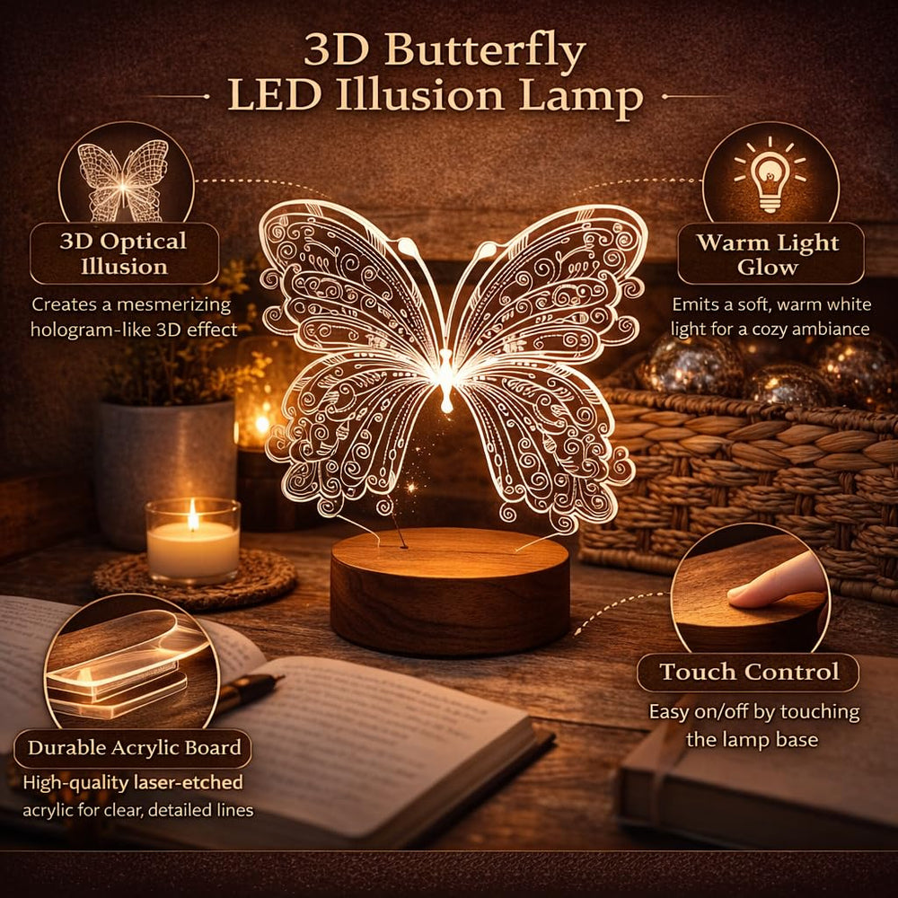 Eurotex Custom Butterfly Led Lamp for Couple And Gift