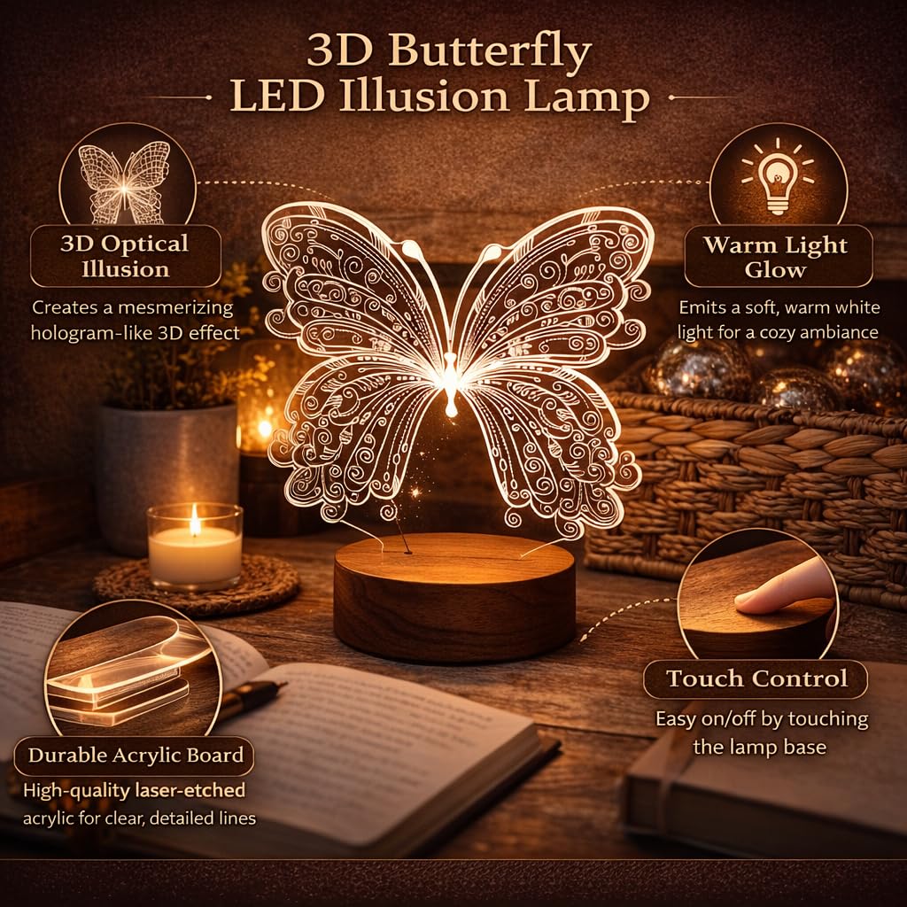 Eurotex Custom Butterfly Led Lamp for Couple And Gift