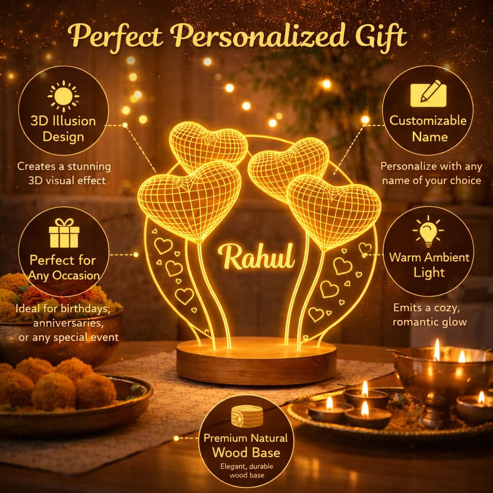 Eurotex Custom Love Circle Led Lamp for Couple And Gift