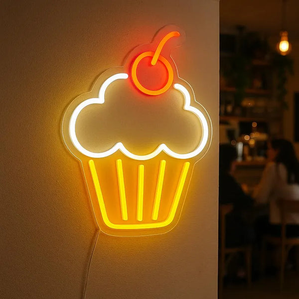 Cupcake LED Neon Name Board Custom | Stylish Glow Signs for Decor