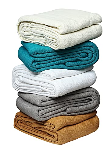 Eurotex Diamond Cotton Blankets for Bed, 100% Cotton Blanket - Camel Eurotex
