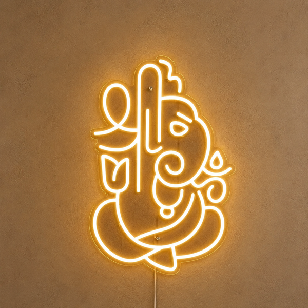 Shree Ganesh LED Neon Sign – Warm White Ganesha Wall Light for Home, Mandir, Office & Festive Décor