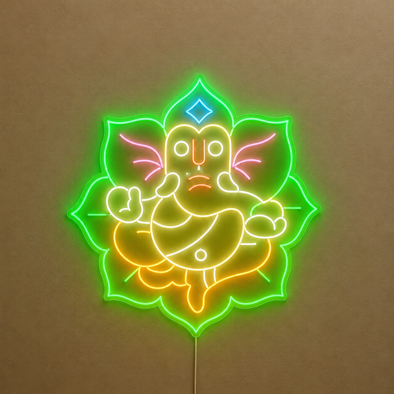 Lord Ganesh Multicolour LED Neon Sign – Decorative Ganesha Wall Light for Home, Mandir, Office & Festive Décor