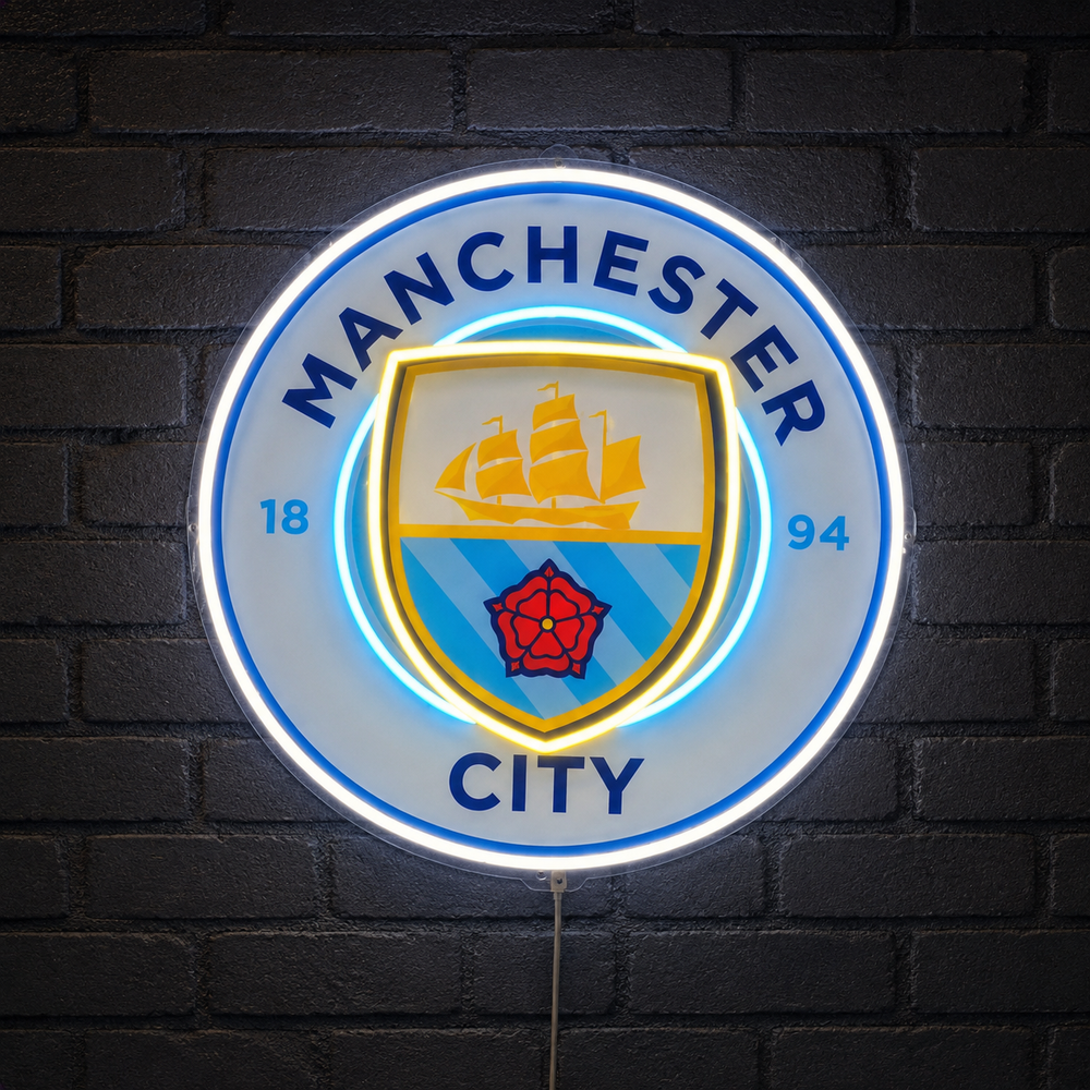 Manchester City LED Neon Sign | Football Wall Decoration (2ft x 2ft)