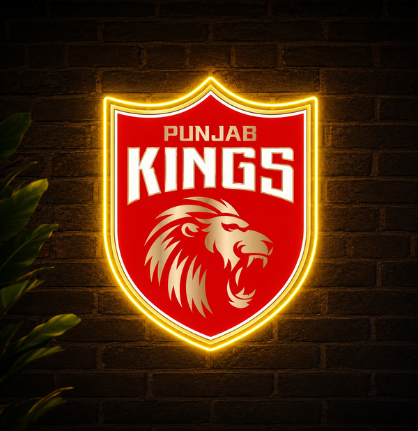 Punjab Kings Inspired Red LED Neon Sign | Cricket Team Wall Light for Home, Sports Bar & Gaming Room