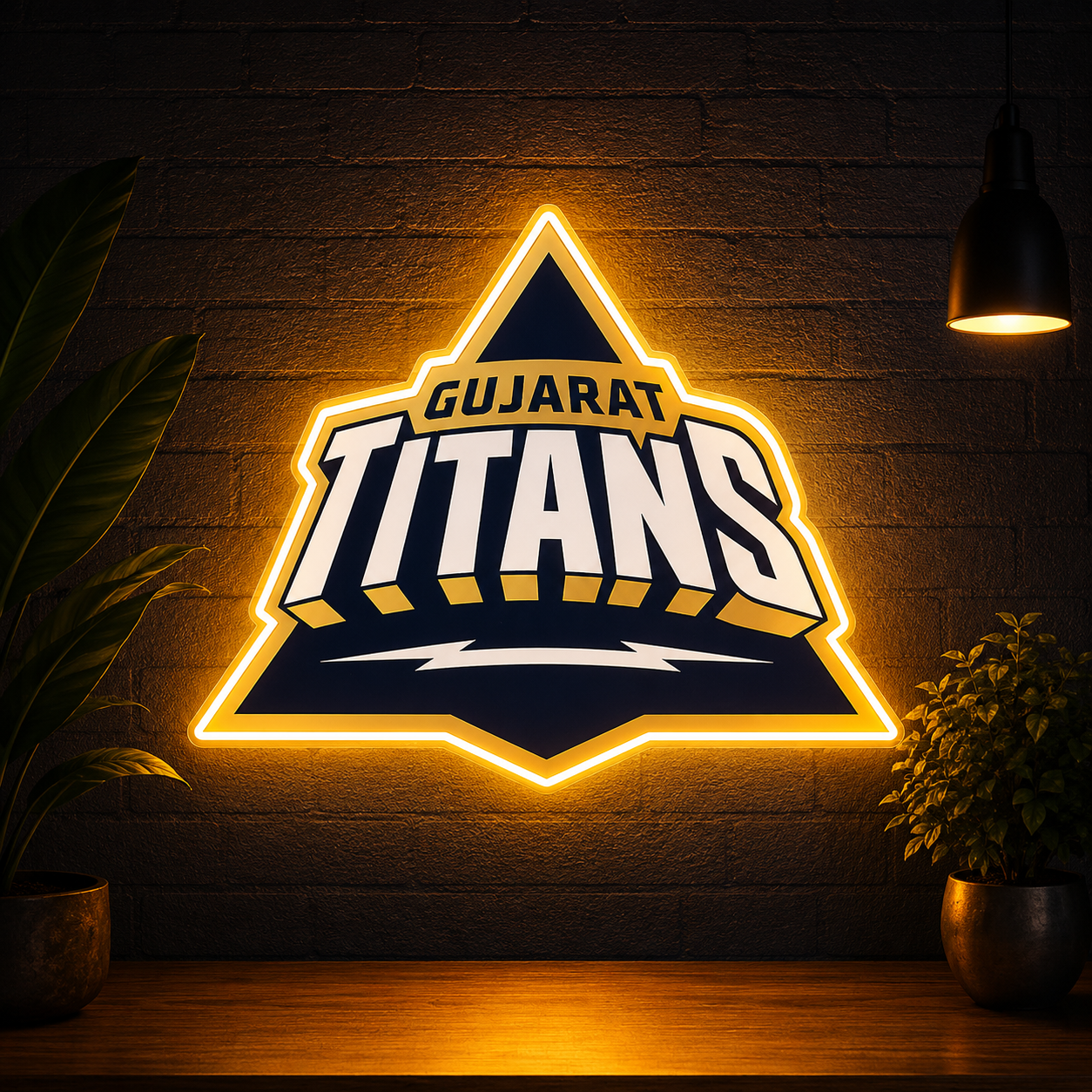 Gujarat Titans Inspired LED Neon Sign | Cricket Logo Wall Decor | Premium LED Neon Light for Sports Rooms