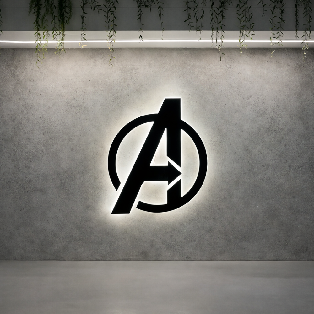 Avenger Backlit Stained Glass Wall Art – Artistic LED Wall Décor for Elegant Interiors