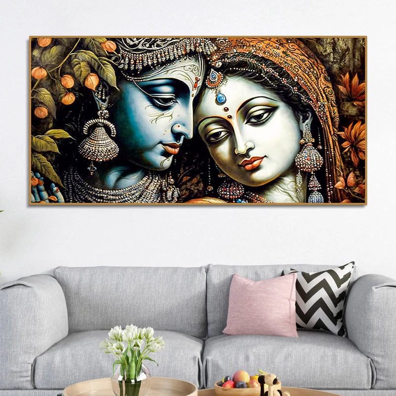 Classic Lord Radha Rani and krishna Canvas Wall Painting | Framed Canvas Wall Art for Home Decoration (Copy)