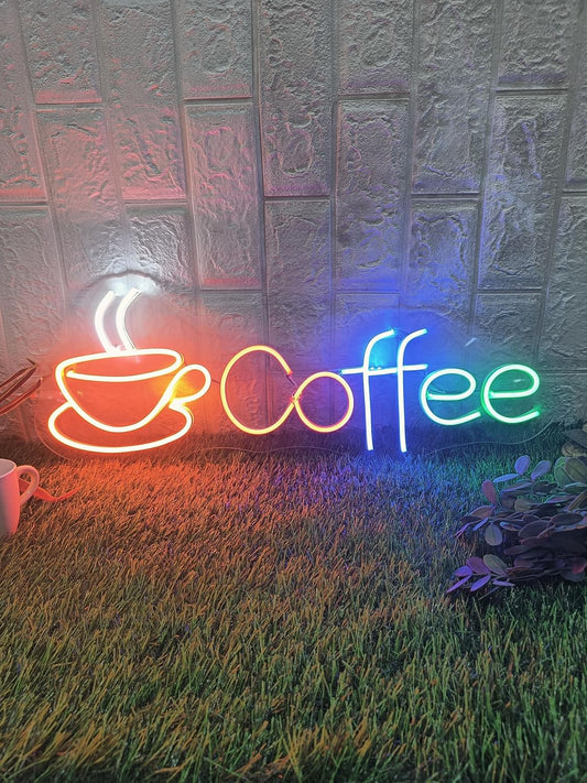 Neon Sign Board for Bedroom, Living Room, Gaming Room Decor, Gift for Birthday and Anniversary (Coffee)