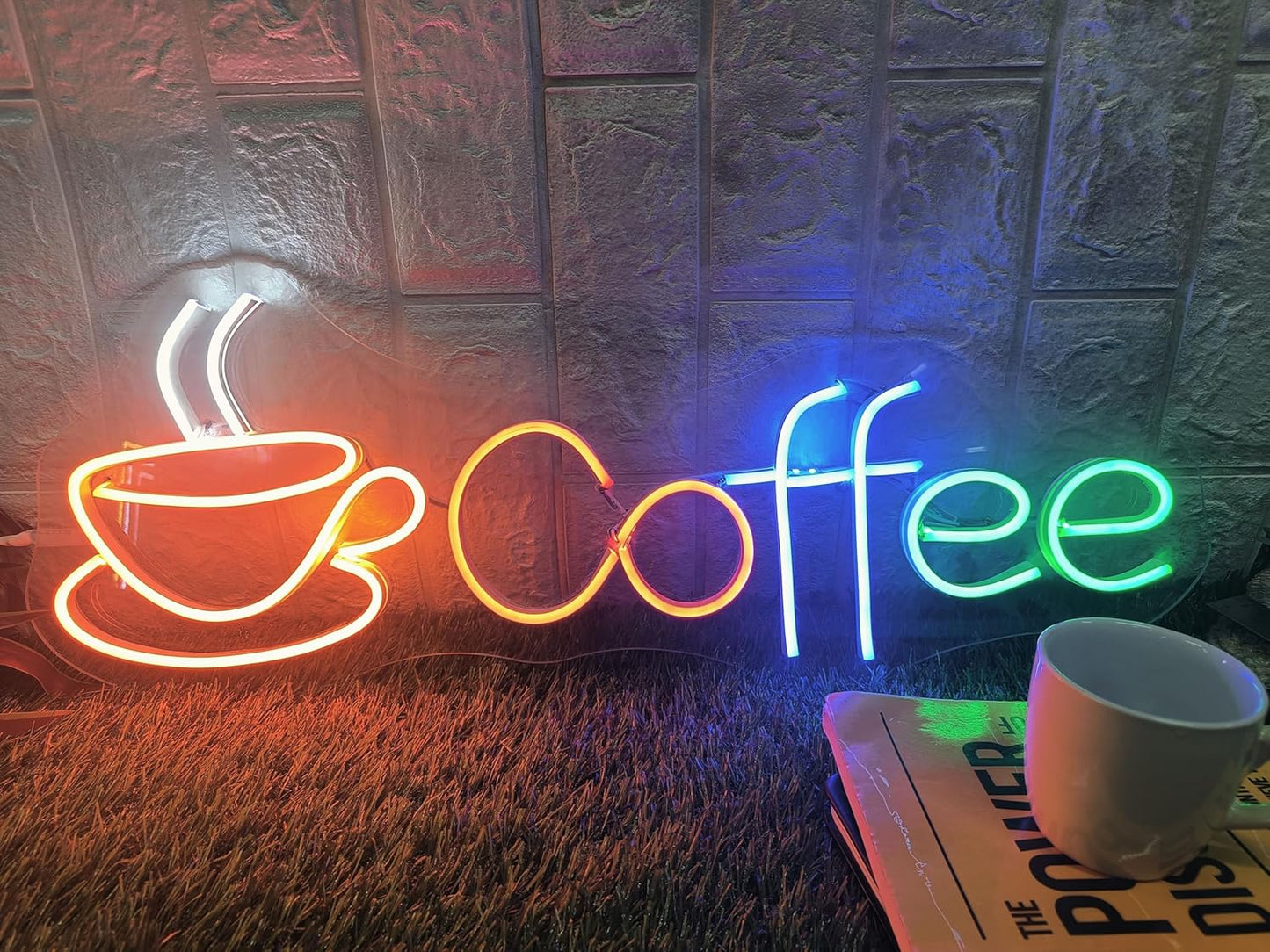 Neon Sign Board for Bedroom, Living Room, Gaming Room Decor, Gift for Birthday and Anniversary (Coffee)
