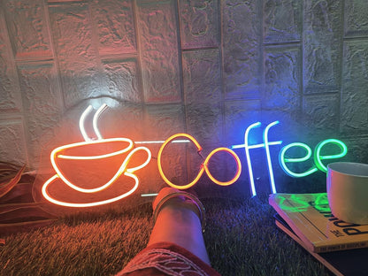 Neon Sign Board for Bedroom, Living Room, Gaming Room Decor, Gift for Birthday and Anniversary (Coffee)