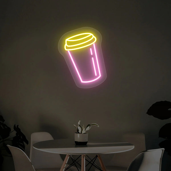 Coffee Cup Neon Signs & Light Up Signs | Custom Glow Boards (12 Inch x 18 Inch)