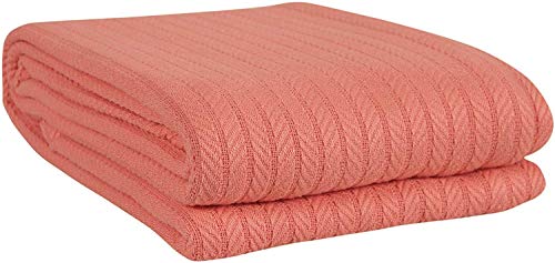 Eurotex Cable Cotton Blankets for bed, 100% Cotton Blanket - Coral Eurotex