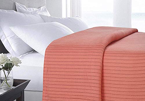 Eurotex Cable Cotton Blankets for bed, 100% Cotton Blanket - Coral Eurotex