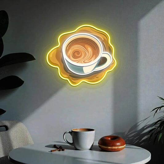 Cup Of Coffee Restaurant & Cafe Neon Signs | Custom Coffee & Diner Neon Lights (24 Inch x 24 Inch)